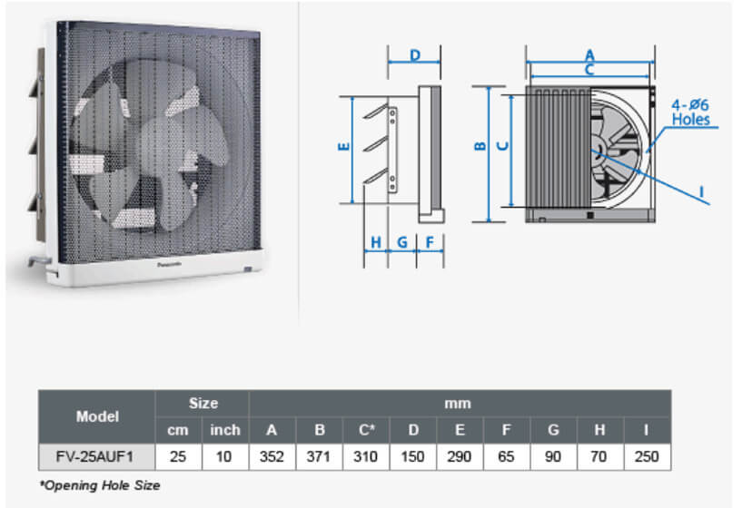 Quạt hút âm trần nhà bếp Panasonic FV-25AUF1